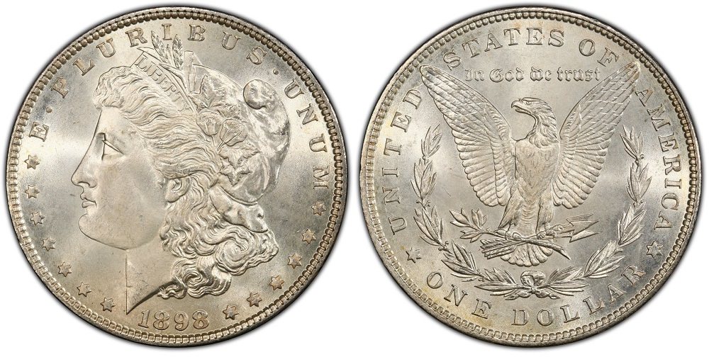 1898 Morgan Silver Dollar obverse and reverse — Philadelphia issue showing Liberty portrait and eagle design